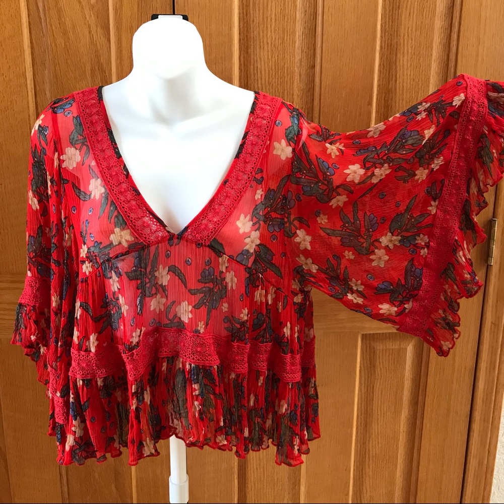 Free People Bright Lights Chiffon Blouse